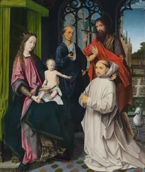The Virgin and Child Enthroned, with Sts Jerome and John the Baptist and a Kneeling Carthusian Monk